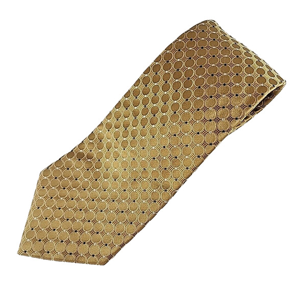 Geoffery Beene Gold Geometric Silk Necktie - Like New - Picture 1 of 4
